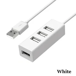 High - Speed 4 - Port USB Hub Splitter with Power Adapter (WHITE)