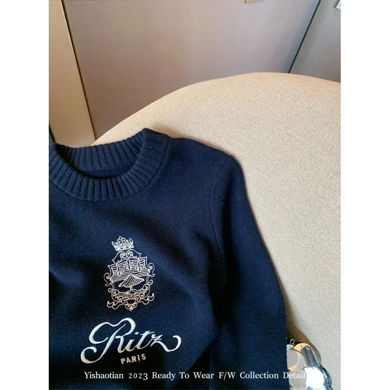 Advanced Round Neck Pullover Sweater Women's Autumn And Winter New Lazy Style Soft And Sticky Waist Knit Sweate 6