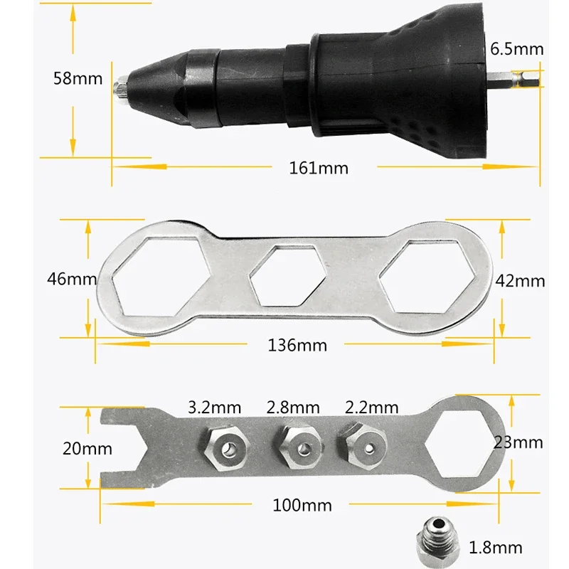 Electric Rivet Nut Gun Rivet Nut Riveting Tool Cordless Riveting Drill Adaptor Insert Drill Adapter Tool Accessorie