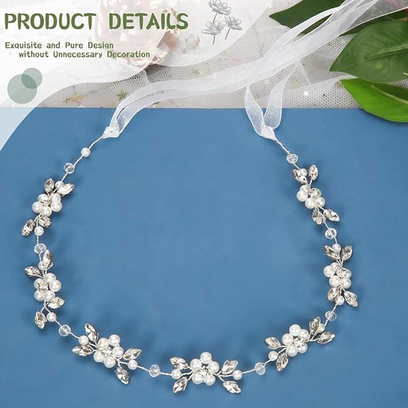 Flower Child Headpiece for girls Silver Wedding headband Crystal Pearl hair piece suitable for birthday parties first Communion, hair accessories, bridal hair accessories