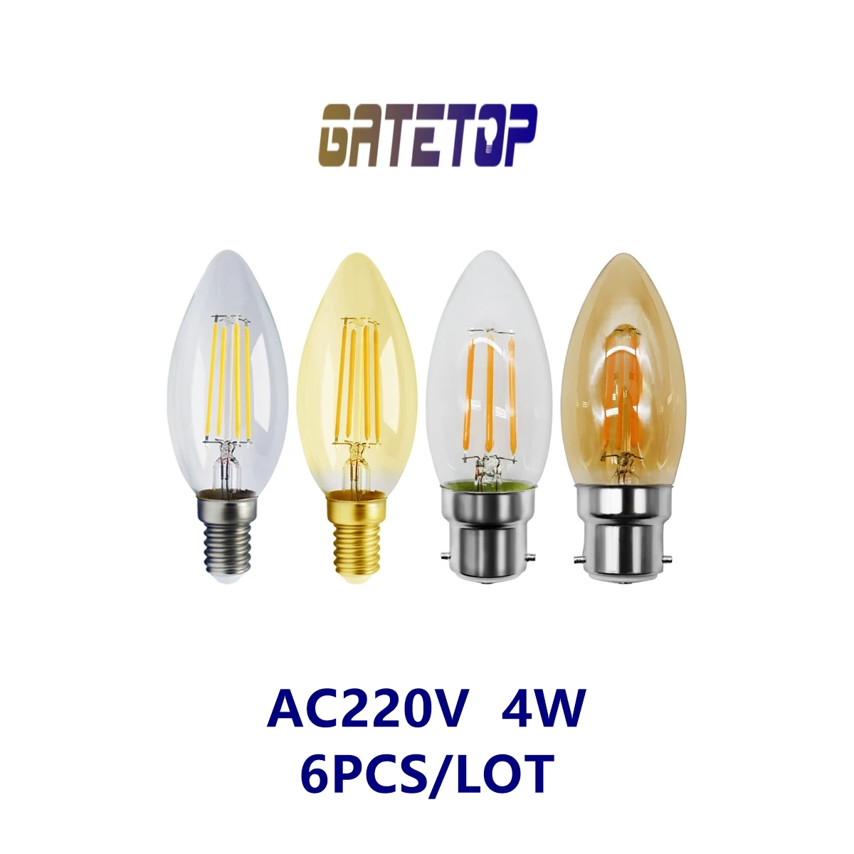 

Светодиодная лампа накаливания C35 4 Вт E14 B22 Bombillas 220-240 в, 6 шт./лот, винтажная лампа 2700K 4000K для внутреннего и домашнего освещения
