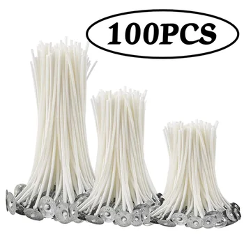 Mèches de bougie autocollantes, 8-20cm, 100 pièces, sans fumée, avertissement environnemental, noyau en coton, bricolage, outils, accessoires 1