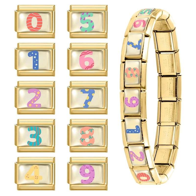 Number Series 0-9 Stainless Steel Bracelet for Women and Men