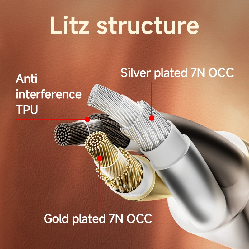 CYKO ̾ ̺ HiFi 7N OCC Ʈ Iem ̺ ݵ 3.5mm 4.4mm MMCX 0.78 2   ü ̾ ̺