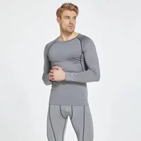 قميص رياضي رجالي طويل الأكمام لكمال الأجسام ، قميص ركض سريع الجفاف ، قميص ضغط ، تي شيرت رياضي ، ضيق للياقة البدنية ، Rashgad 1