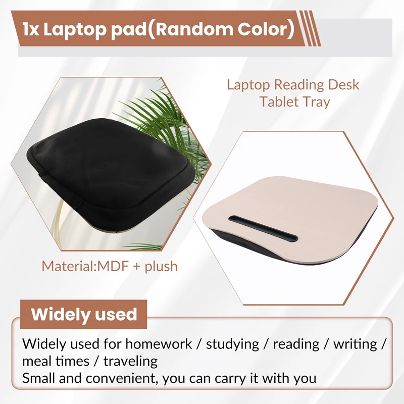A76F-Desk Bed Cushion Knee Lap Handy Computer Reading Writing Table Tablet Tray Cup Holder Laptop Stand Cushion Desk Office Lapt