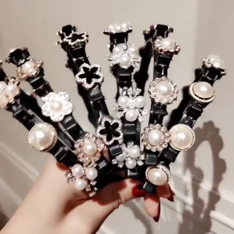 더블 레이어 밴드 클립 머리띠, 플라스틱 땋은 머리띠, 펑크 뜨게, 여성용 머리..