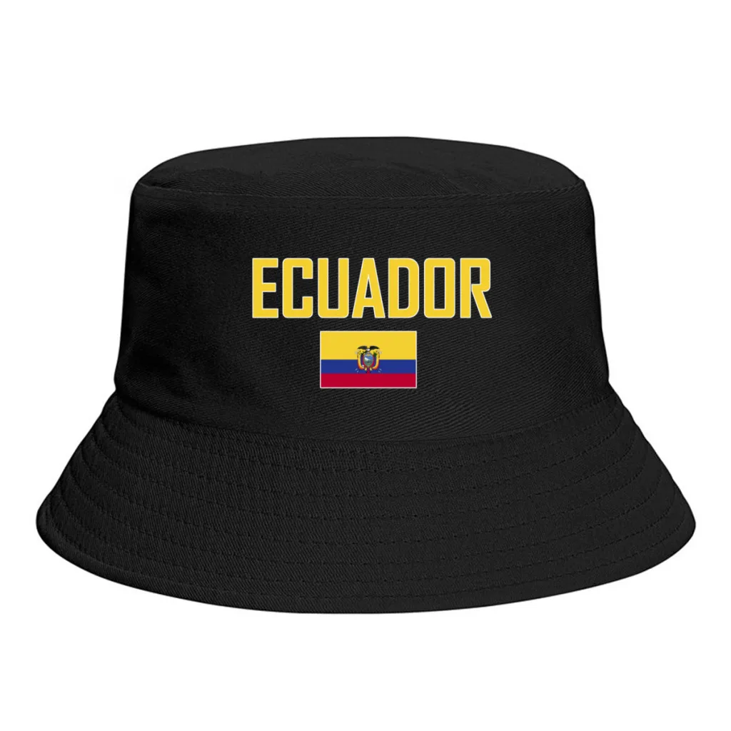 

ECUADOR Flag Bucket Hats Print Cool Fans Sun Shade Simple Classic Outdoor Summer Fisherman Caps Fishing Cap