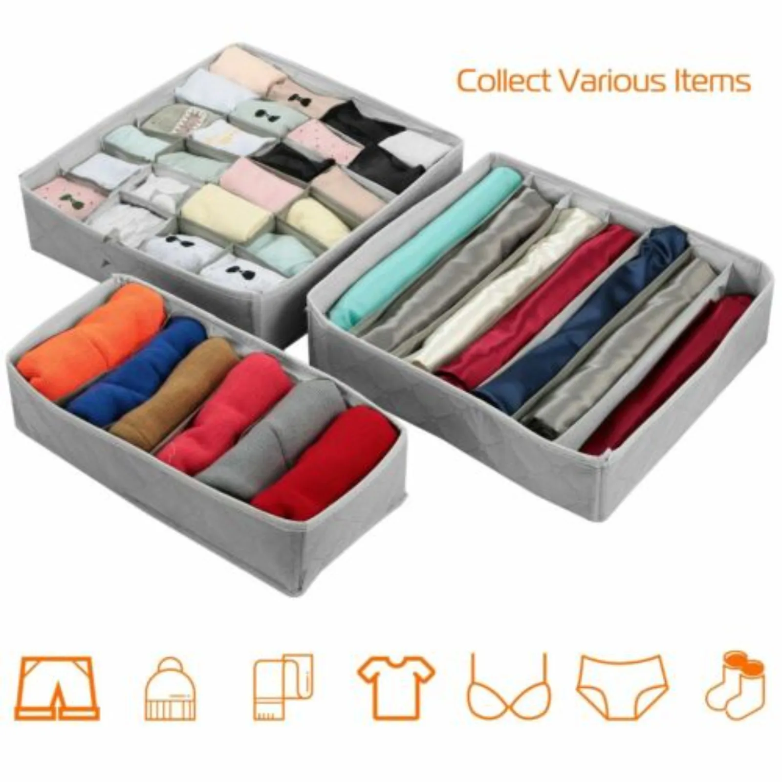 

US 3Pcs Sock Bra Underwear Closet Drawer Organizer Storage Bamboo Charcoal Set
