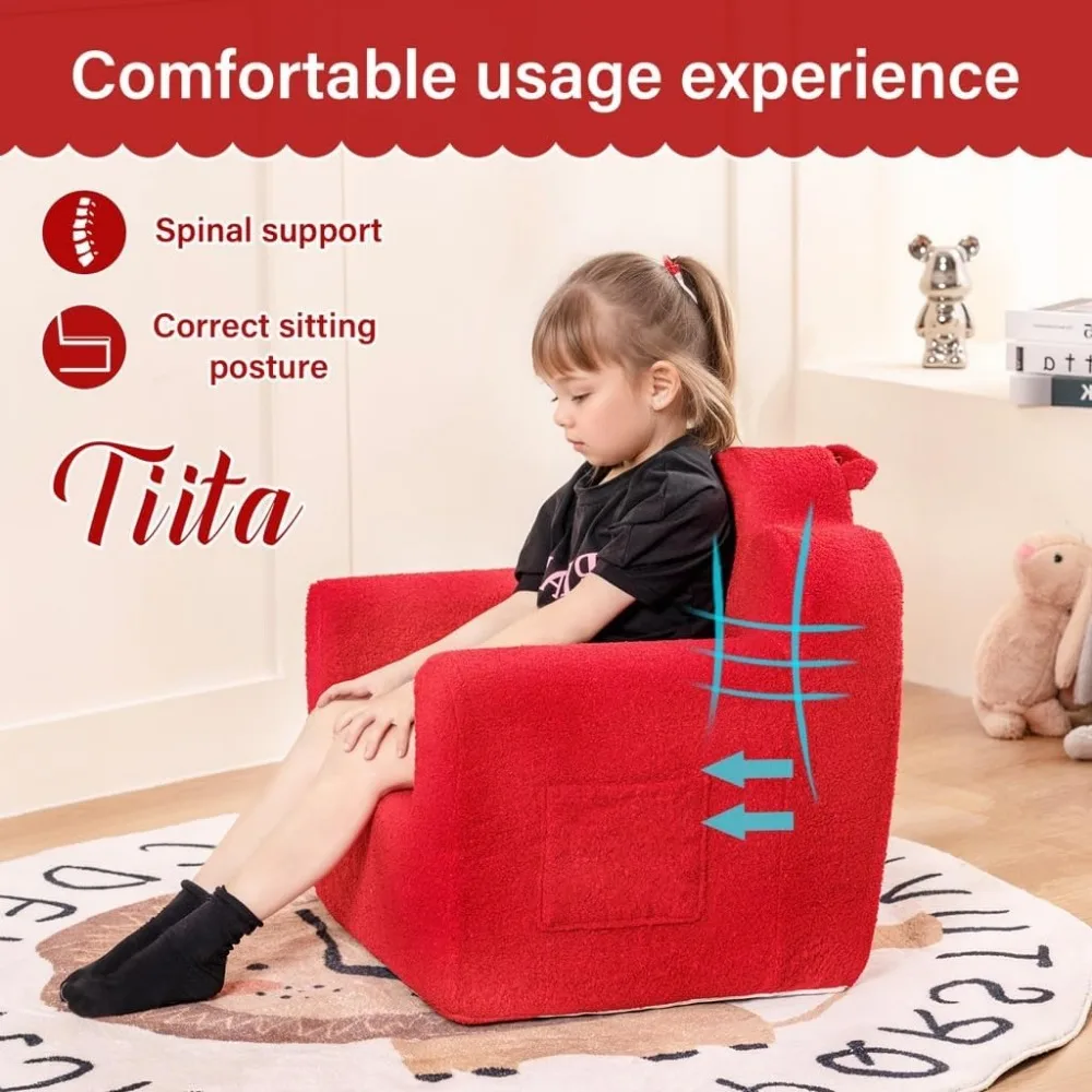 Washable Cover Carrying Handle, Convertible Children Sofa Chair for Girls and Boys, Children's Sofas 5