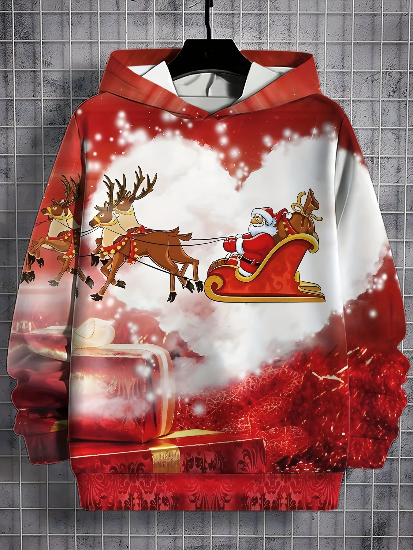 thumbnail image 1 of Sudadera con capucha y estampado 3D para hombre con temática navideña, sudaderas con cordón de otoño, camisetas de manga larga, ropa gráfica divertida para hombre, 1 of 5
