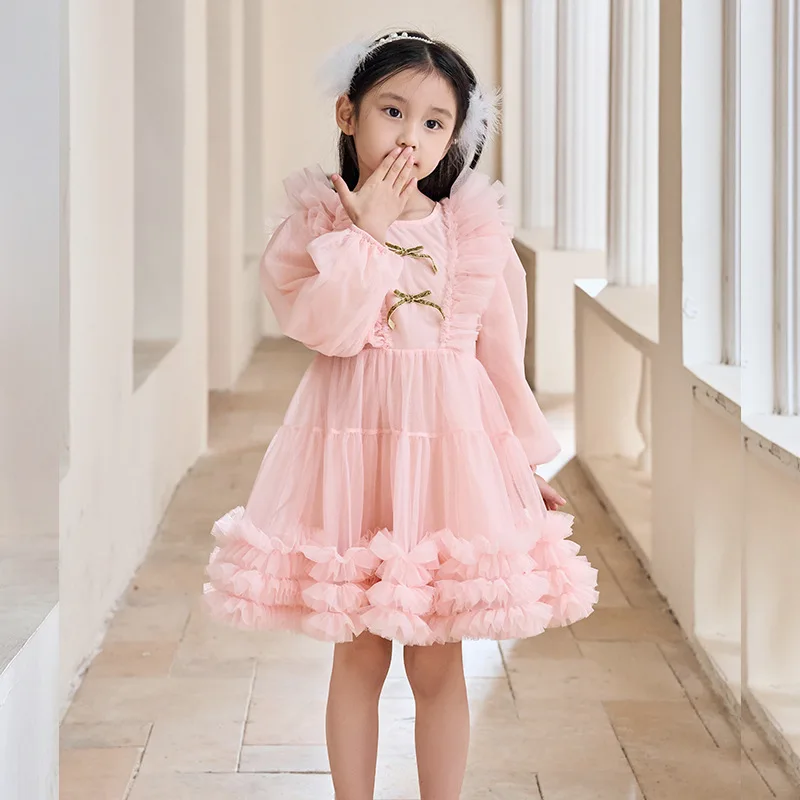 Baby Girl Princess Tutu Dress Infant Toddler Butterfly Puff Sleeve Child Tulle Vestido Pageant Party Birthday Baby Clothes L342