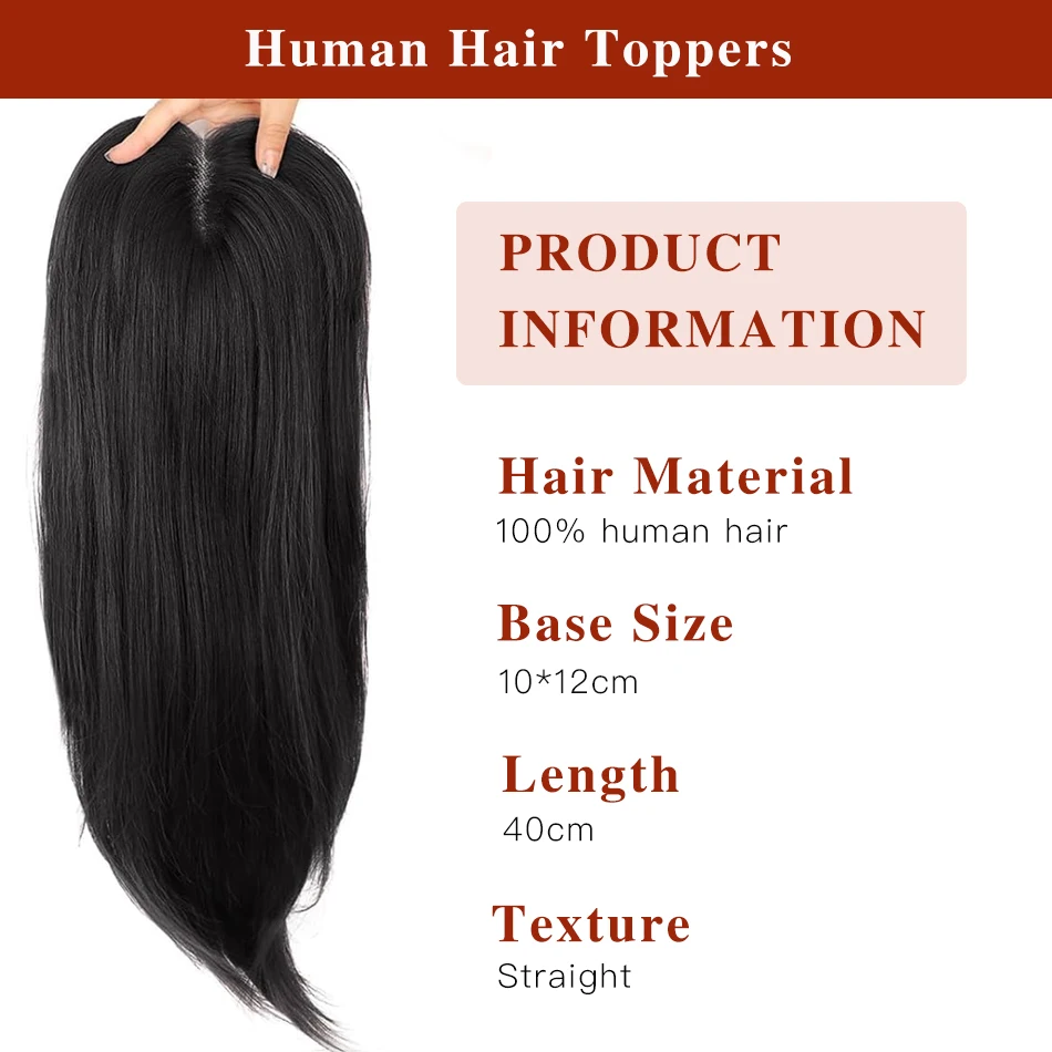 Topper per capelli umani al 100% da donna, 10*12 cm, base in seta, capelli vergini Remy, 65-70 grammi, toupet con clip per capelli diradati - immagine 2