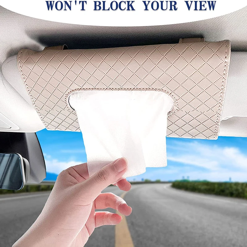 

Car Tissue Boxes PU Leather Car Sun Visor Hanging Tissue Box HolderAuto Interior Storage Decoration Accessories