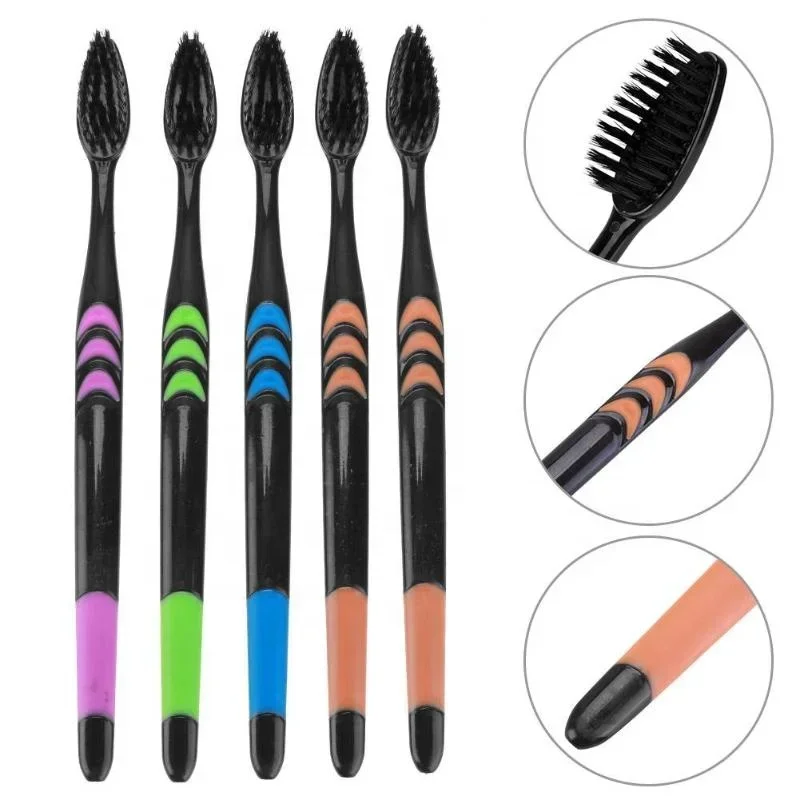 10-Pack Soft Bristle Bamboo Charcoal Antibacterial Toothbrush Set