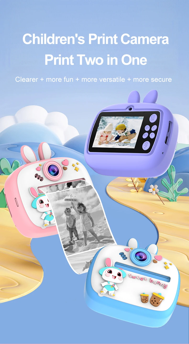 Description Picture 2 of itemChildren Digital Camera Instant Print for hermal Print Camera Instant Photo Cat Printing Camera Video Toys+32G Memory Card