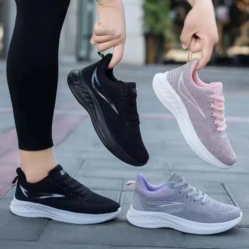 Ladies Sneakers Plus Size44 Autumn New Lace-up Women's Vulcanize Shoes Outdoor Female Walking Flats Solid Daily Women Sport Shoe