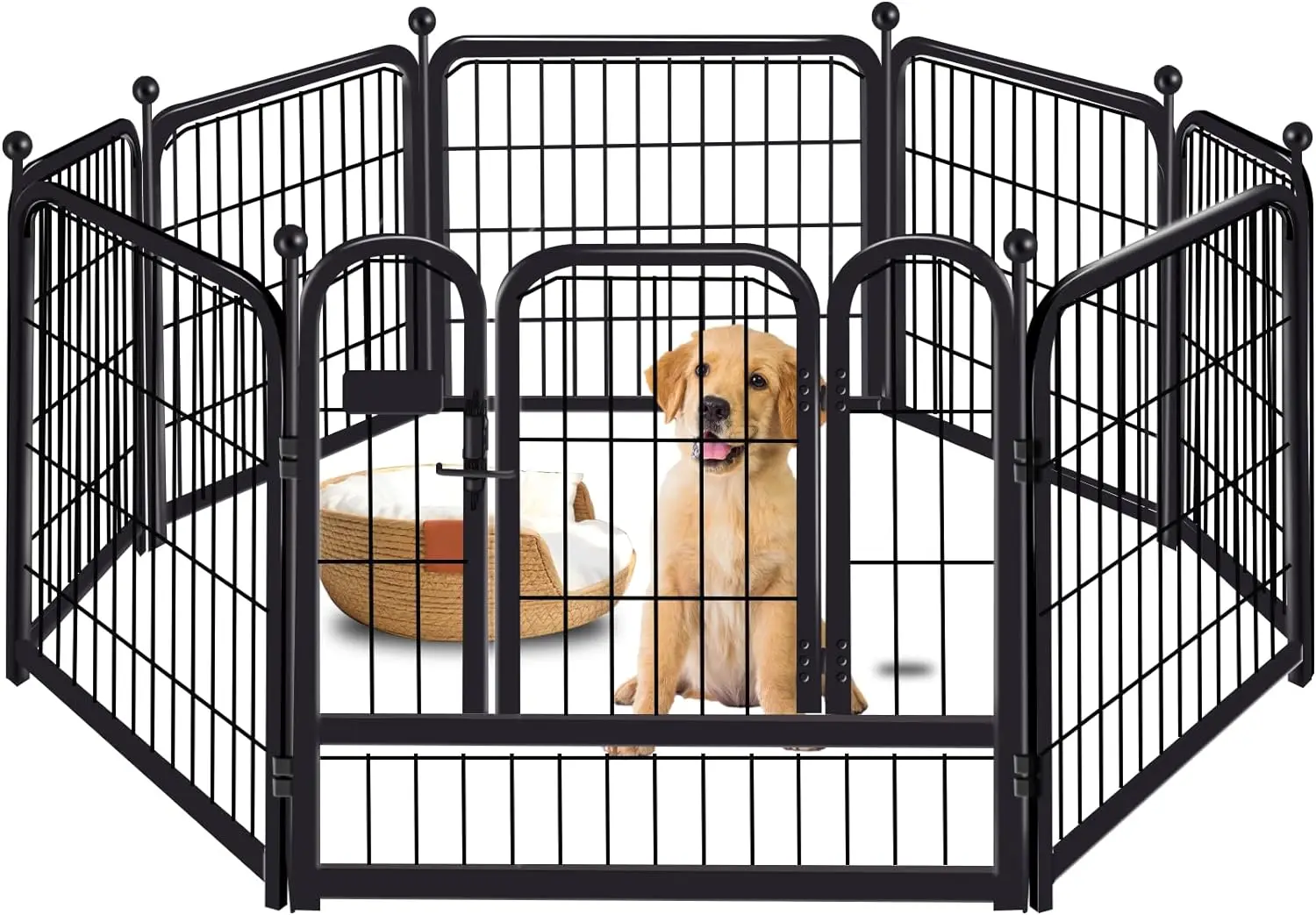 

24" Dog Playpen 8 Panels Designed for Indoor & Outdoor Use & Camping,Yard,Dog Crate,Dog Kennel,Puppy Playpen,Keep Pets Secure