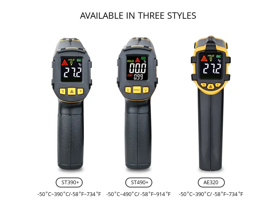 S994a5806337d45b79d8100fffed96201I Digital Infrared Thermometer Laser Temperature Meter Non-contact Pyrometer Imager Hygrometer IR Termometro Color LCD Light Alarm Mallzona