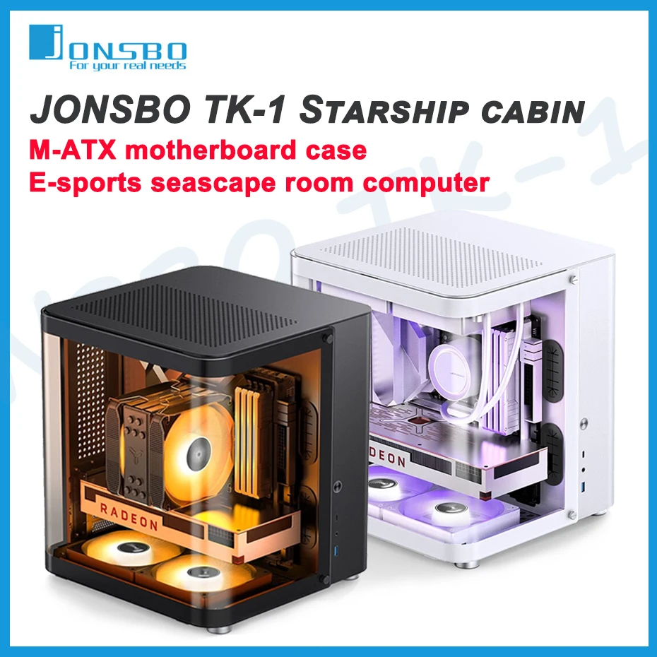 Jonsbo Tk-1 Mini Desktop Matx Case Itx Ring Vetro Temperato Lato Trasparente E-Sports Seascape Room Chassis Starship Cabin