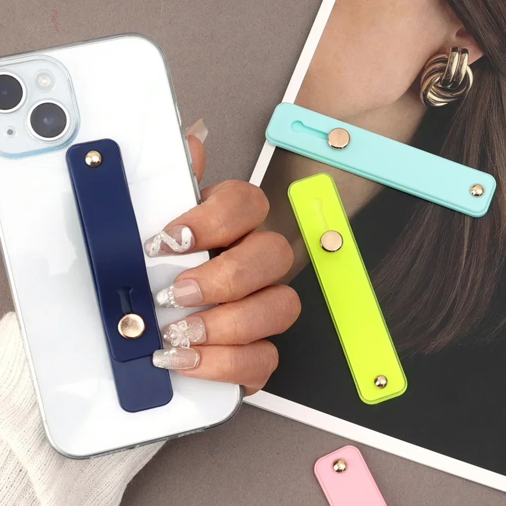 Adjustable Silicone Wrist Band Phone Holder with Push-Pull Grip & Desktop Stand