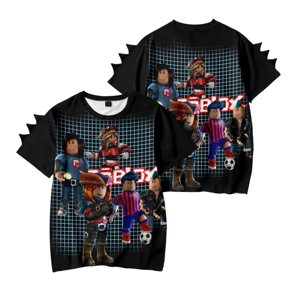 Summer 3D New Virtual World ROBLOX Short-sleeved Casual and Comfortable Children's Wear Cute Dinosaur Short-sleeved T-shirt 4