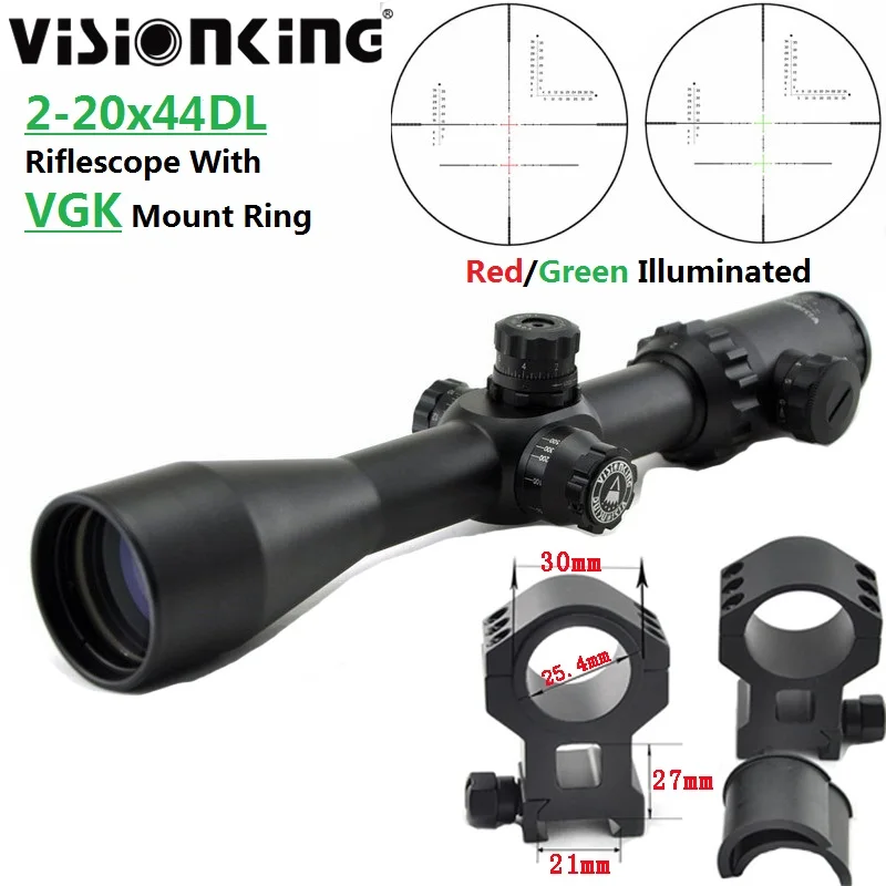 

Visionking 2-20x44 Turret Lock Tactical Scope Big Caliber Riflescope for AR15 AK 308 W/ 21mm Mounts Sniper Hunting Optic Sight
