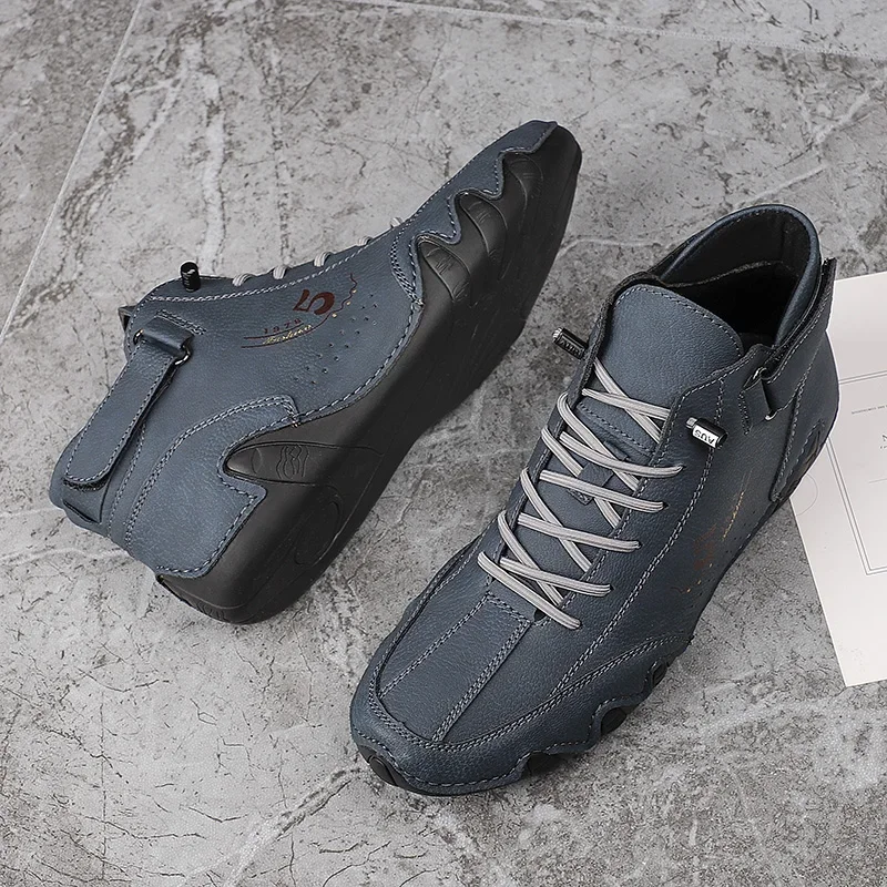Ankle Leather Boots Men Fashion High Top Casual Shoes Handmade Botines Hombre Botte Homme Plus Big Size 48 49 50