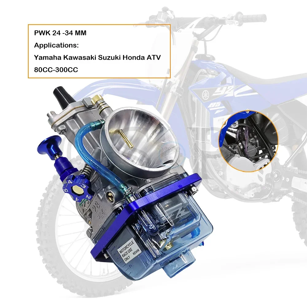 Универсальный мотоциклетный карбюратор PWK 21 24 26 28 30 32 34 мм для Keihin Koso OKO YZ85 Power Jet 2T 4T, Синяя Прозрачная крышка