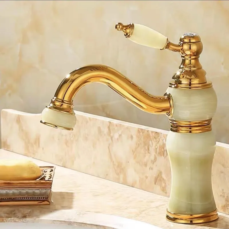 Rubinetto per lavabo in stile retrò in ottone, altezza 370 mm