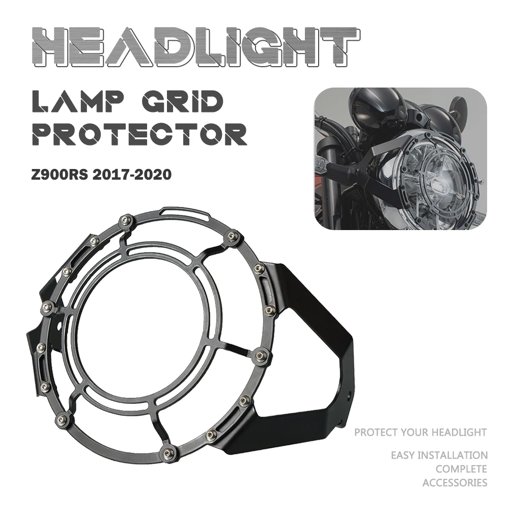 

1 Set Light Cover with Grid Stainless Steel Modified Motorcycle Headlight Protector For Kawasaki Z900RS 2017 2018 2019 2020