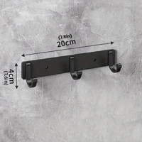 3/4/5/6 Hook Black Aluminum Wall Mounted Clothes Hook Suitable for Towels Bath Towels Jacket Clothes Home Bathroom Accessories 3