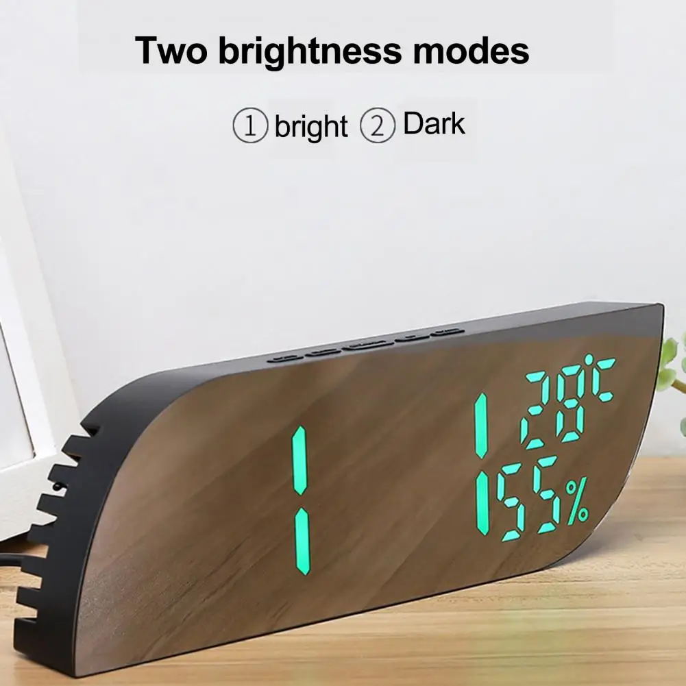 LED Mirrored Digital Alarm Clock with Large Display Auto Dim Alarm Snooze Function Desktop Electronic Clock Bedroom Home Office