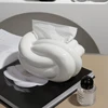 Household Tissue Box Ceramic Fun Knot European Modern Abstract Coffee Table Desktop Cream Color Nordic Decorative Tissue Case 4