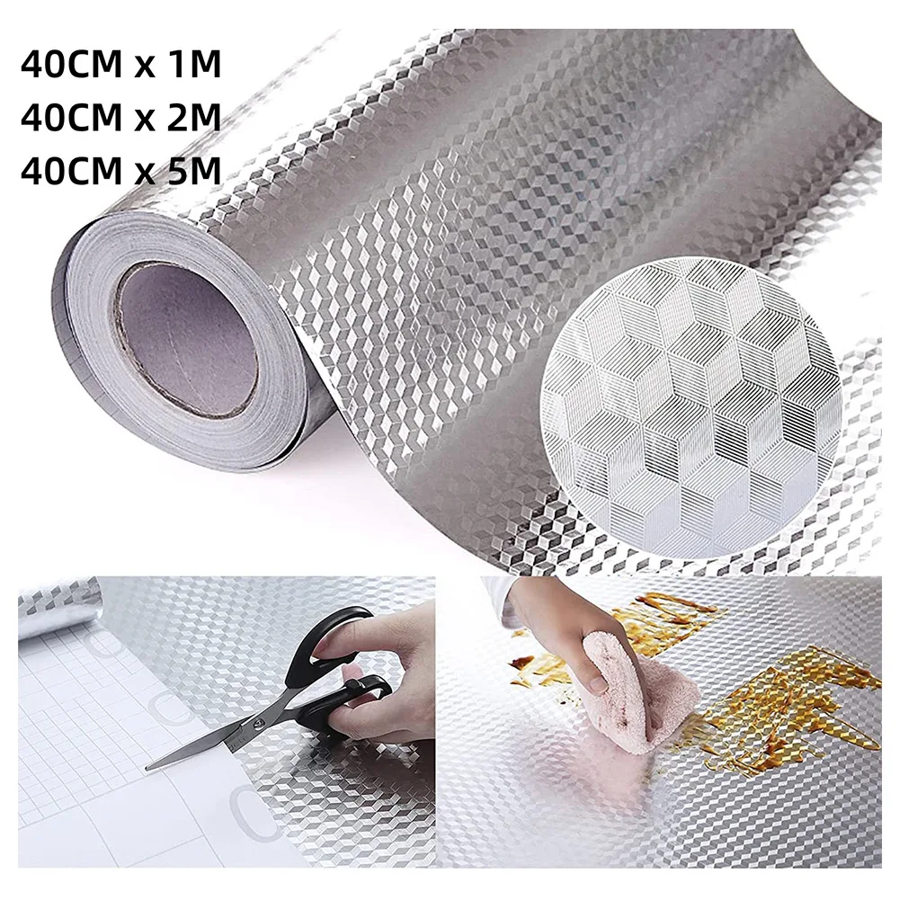 Oil-proof Waterproof Aluminum Foil Kitchen Sticker 1M/2M/5Mx40CM wall stickers self adhesive stickers self adhesive wallpaper kitchen wall sticker adhesive wallpaper oil proof film
