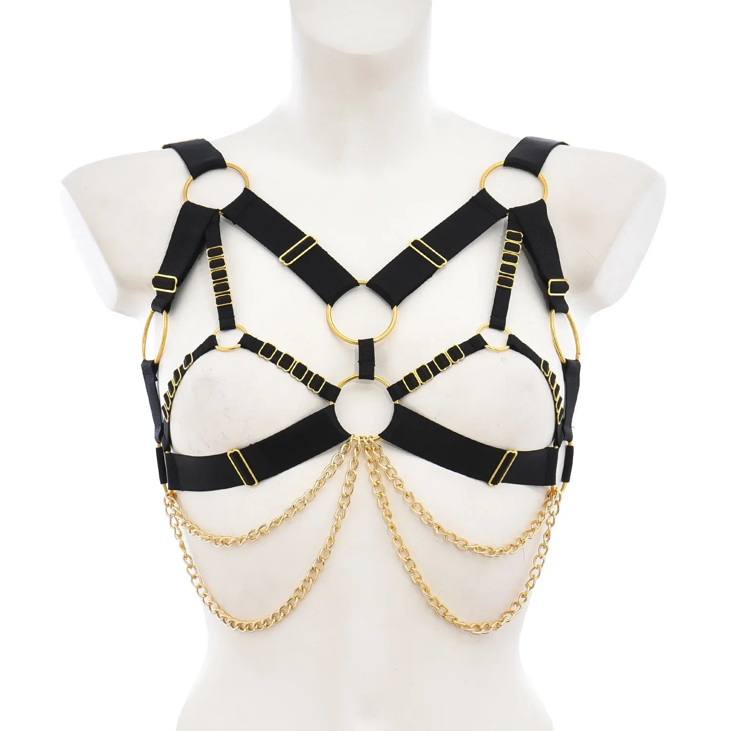 Best Seller European and American Cross-border Goods Tying Body Chain Black Sexy Top O0890 Uniform Code