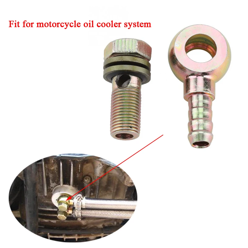 Motorcycle Refit Oil Cooler Fittings Plug 2Pcs/Set M12x1.25mm 8mm Ball Head Adapter Steel Hollow Screw Connector Interface oil cooler kit,motorcycle parts