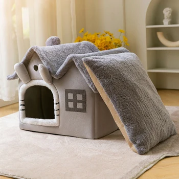 Foldable Cat House Winter Warm Chihuahua Cave Bed
