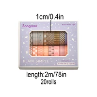 Simple Washi Tape Set 20 Rolls, Aesthetic Pastel Floral Decorative Tape for Scrapbook Journaling DIY Craft Supplies 2
