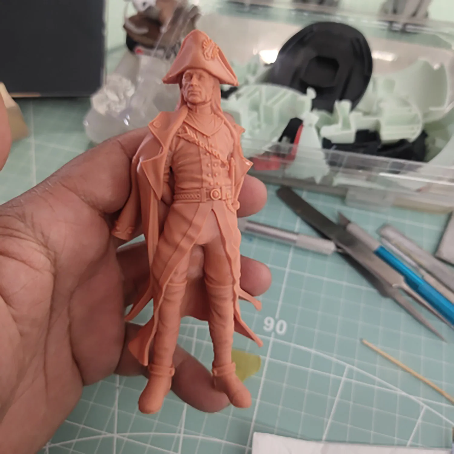 고대 선박 모델 장식 피규어, 해군 선장 송진, 3D 인쇄 선원 무채색 흰색 필름 장면 캐릭터, 1 개
