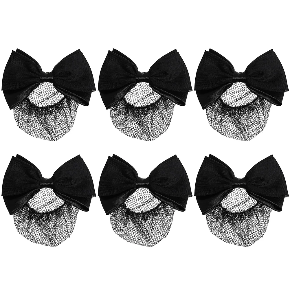 Frcolor Black Decor Hair Snood Net Barrette Bun Cover Hair Bun Net Bow Ballet Dancer Stewardess Hair Clip Women Black Hair Clips