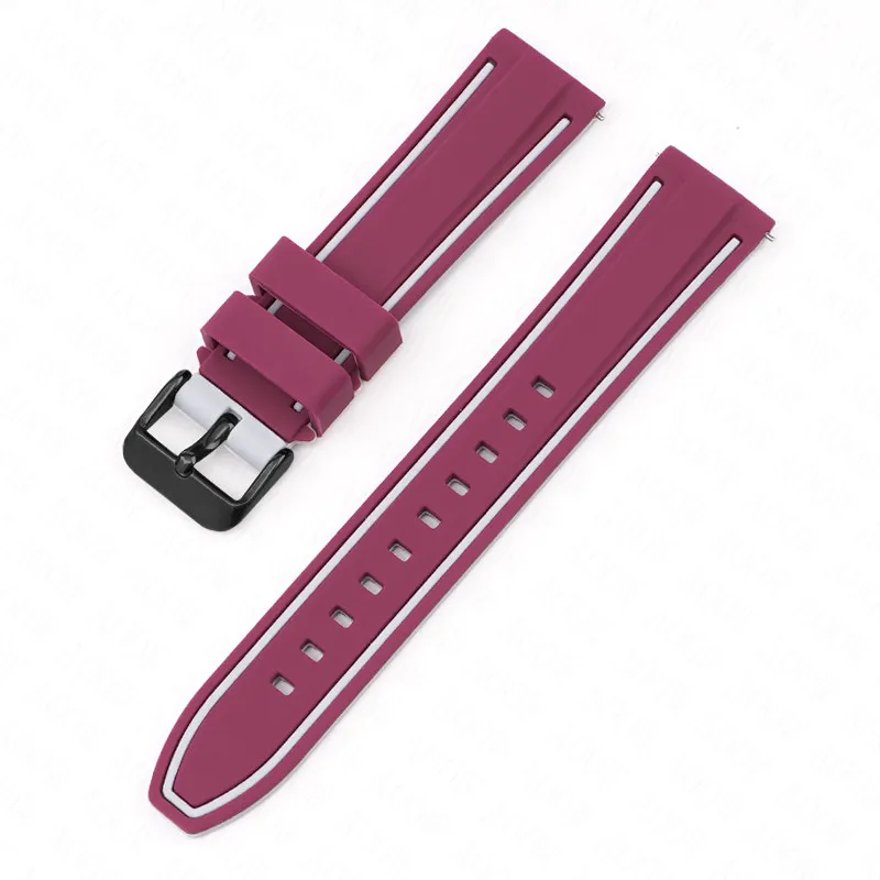Universal Double Color Waterproof Sport Silicone Watch Strap, Quick Release Rubber Band, Unisex Bracelet