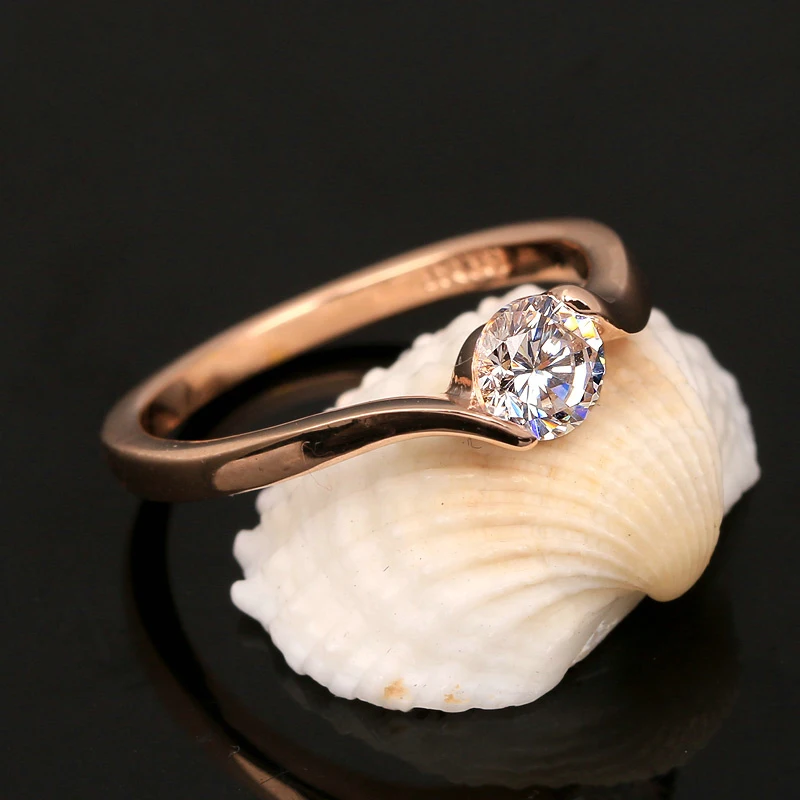 Wedding Rings Gold Color Ring For Women Concise Cubic Zirconia