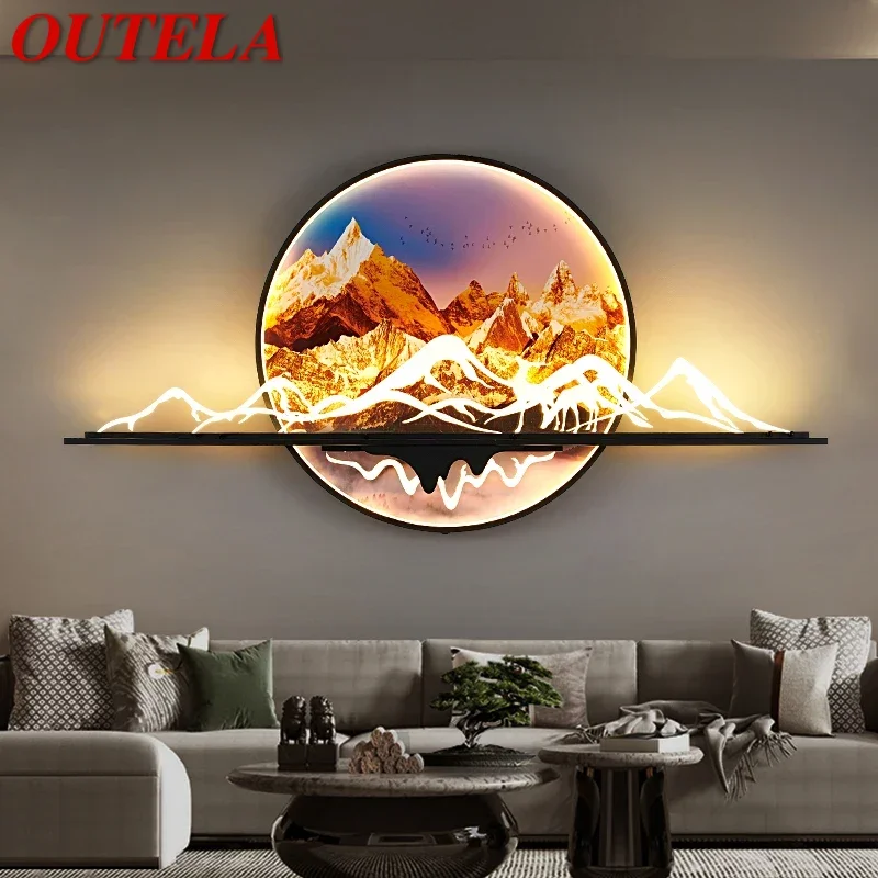 

OUTELA Modern Picture Wall Light LED 1 Meter Diameter Landscape Mural Lamp For Home Living Room Study Bedroom Decor Painting