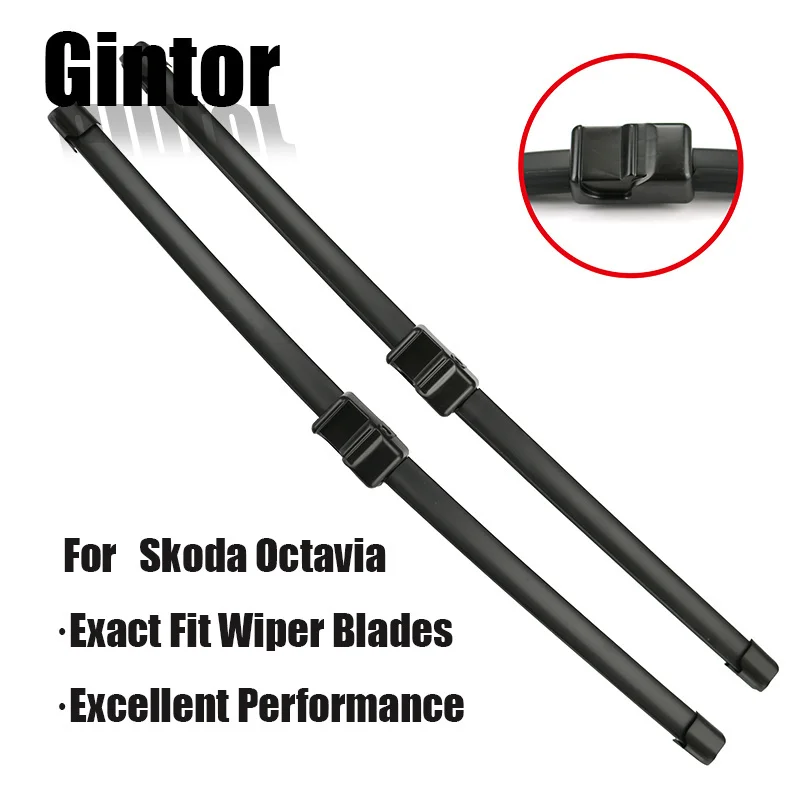 

Gintor For Skoda Octavia MK1 MK2 MK3 A5 A7 Fit Push Button/Side Pin/J Hook Arms Model Year From 2000 To 2019 Auto Wiper Blades