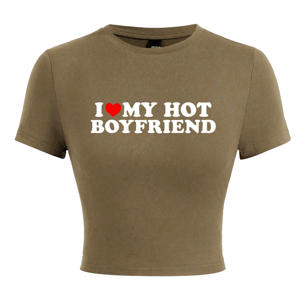 I Love My Hot Boyfriend Print Tshirt Women Hip Hop Summer Tops Street Harajuku Short T-Shirtelastic Comfortable Tshirts Female 2