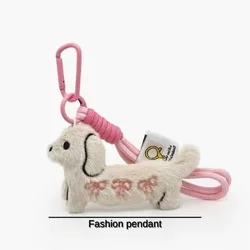 Adorable Dachshund Dog Charm Accessory for Bags, Clothes, and Gifts (White)