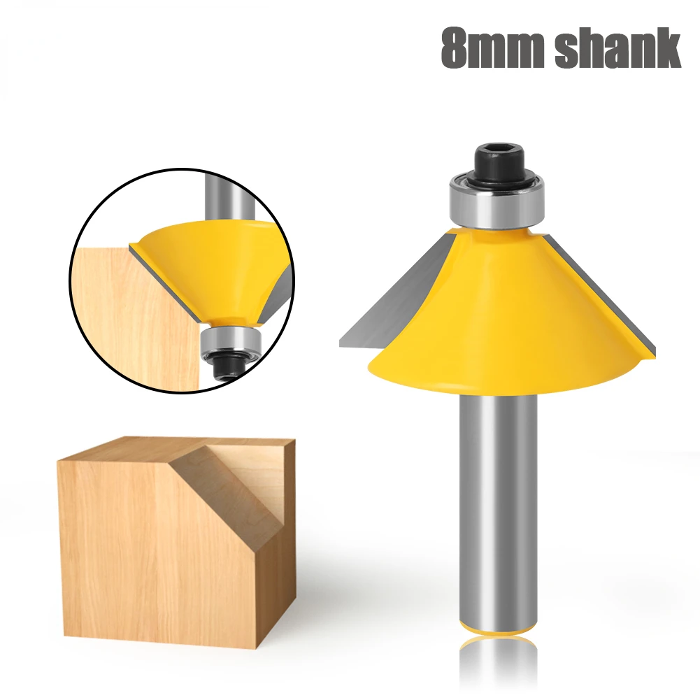

1pc 8mm Shank High Quality Large 45 Degree Chamfer & Bevel Edging Router Bit Wood Cutting Tool woodworking router bits