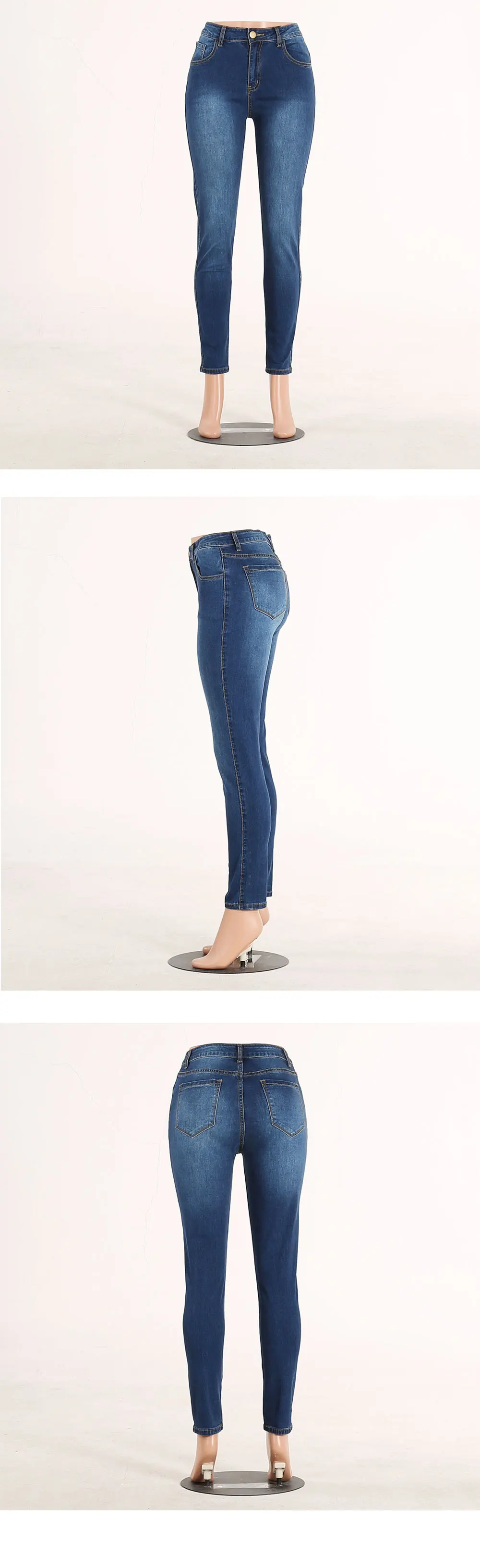 Calças de Brim para Mulheres de Cintura Alta Quadris Apertados Pequenos Lápis Denim Rua Primavera Outono Retro Calças Jeans Lavado Pés 9 Computers & Electronics