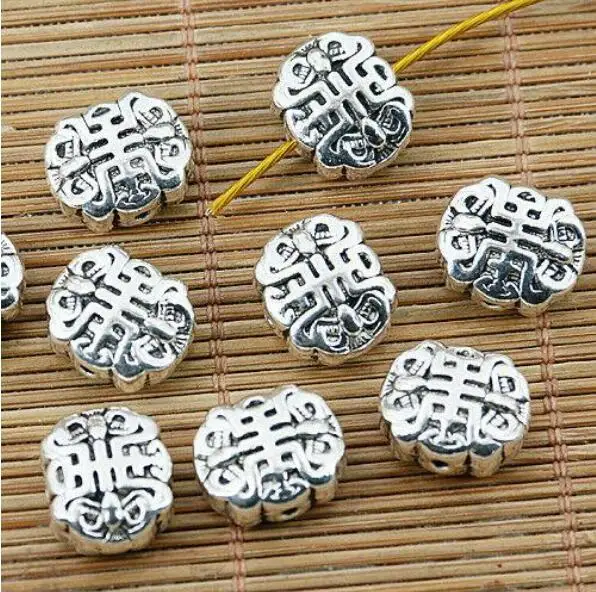 

10pcs 12*14*6.7mm hole 1.5mm Tibetan silver tone 2sided beautiful pattern design beads EF1306